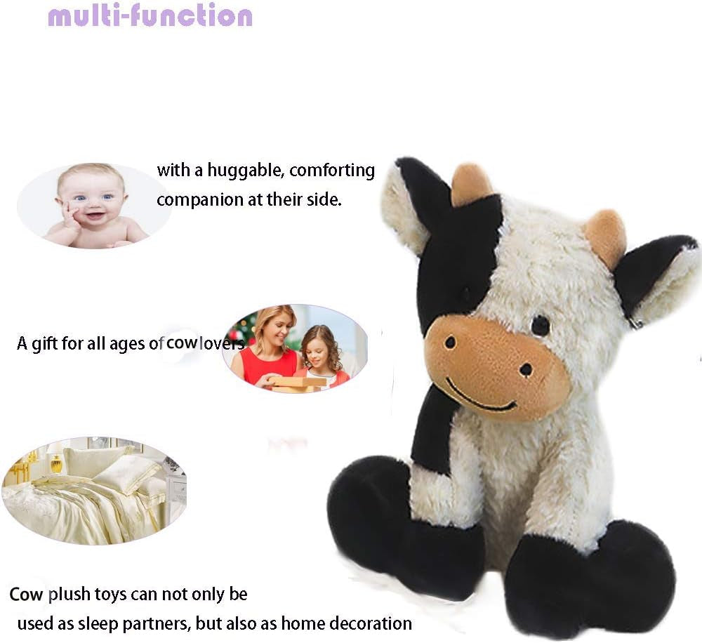 9" Cow Stuffed Animals Soft Cuddly Cow Plush Stuffed Animal Toy for Kids