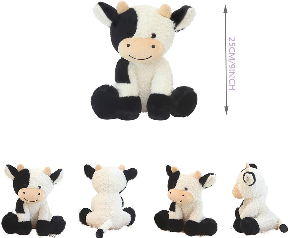 9" Cow Stuffed Animals Soft Cuddly Cow Plush Stuffed Animal Toy for Kids